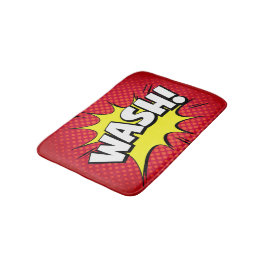 Tapete De Banheiro Quadrinhos: "Lave!" Bath Mat - Vermelho