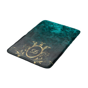 Tapete De Banheiro Quadro de ouro Turquesa Damask Personalizado
