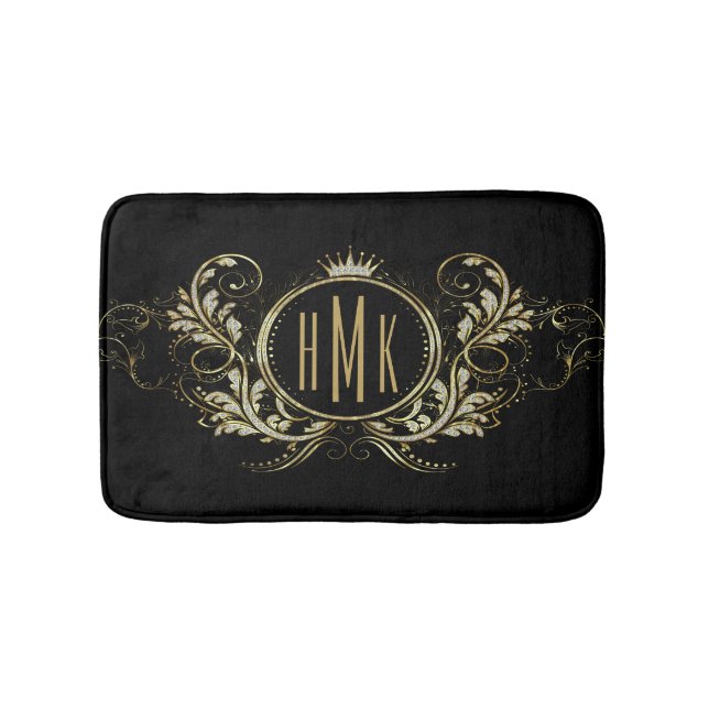 Tapete De Banheiro Quadro Floral Menor E Dourado Da Glitter (frente)