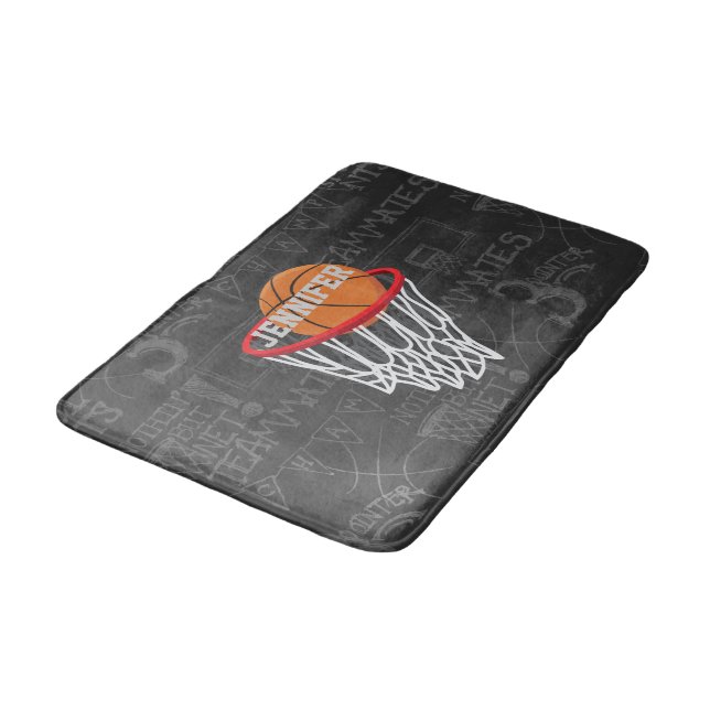 Tapete De Banheiro Quadro Personalizado de Basquete e Hoop (Angulado)