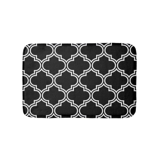 Tapete De Banheiro Quatrefol Preto e Branco (frente)