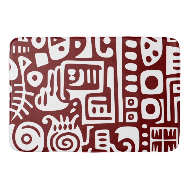 Tapete De Banheiro Rabiscos vermelhos e brancos escuros 4 de 4 (Frente)