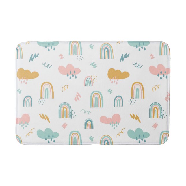 Tapete De Banheiro Rainbow & Rain Cloud Patterno (Frente)