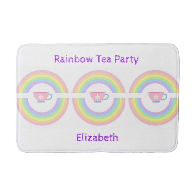 Tapete De Banheiro Rainbow Tea Party Bathroom Bath Mat (Frente)
