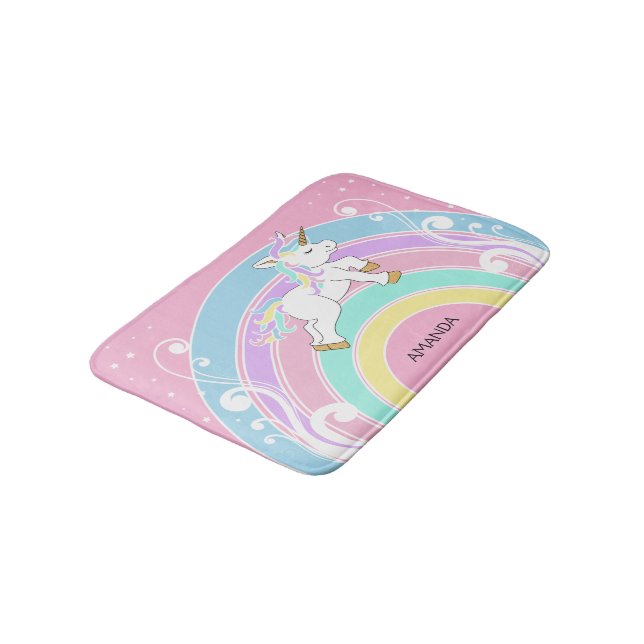 Tapete De Banheiro Rainbow Unicorn Bath Mat (Angulado)