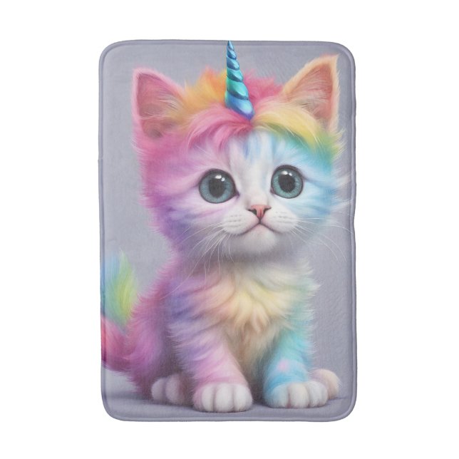 Tapete De Banheiro Rainbow Unicorn Kitten (Frente Vertical)