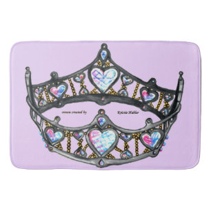 Tapete De Banheiro Rainha Coração Prateada Tiara Banho Lilar Rosa