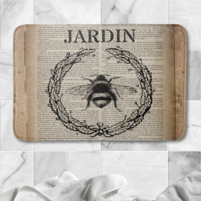 Tapete De Banheiro rainha da colheita botânica francesa (french country botanical vintage queen bee bath mat)