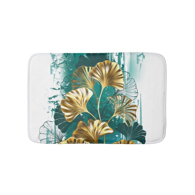 Tapete De Banheiro Ramificação com Ouro deixa Ginko Biloba (frente)