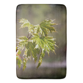 Tapete De Banheiro Ramificação verde-branca com folhas pequenas