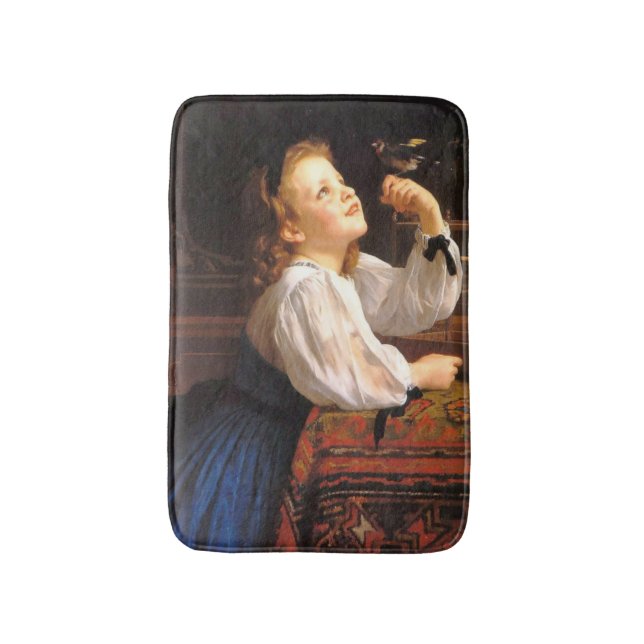 Tapete De Banheiro Rapariga com um Pássaro (por William-Adolphe Bougu (Frente Vertical)