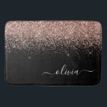 Tapete De Banheiro Rapariga do Monograma de Script Brilhante Cor-de-r<br><div class="desc">Preto e Rosa Dourado - Preto e Cor-de-Obra Cinza Cinza Cinza Esparso,  Letra Minúscula,  Nome do Monograma Mats. Isso faz a formatura perfeita,  aniversário,  casamento,  chá de panela,  aniversário,  chá de fraldas ou presente de festa de solteira para alguém que ama luxo de vidro e estilos quíticos.</div>