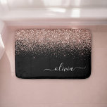 Tapete De Banheiro Rapariga do Monograma de Script Brilhante Cor-de-r<br><div class="desc">Black and Rose Gold - Blush Pink Sparkle Script Monogramas Name Bath Mats. Isso faz da formatura perfeita,  aniversário,  casamento,  duche de noiva,  aniversário,  duche de bebê ou festa de solteira para alguém que ama luxo de vidro e estilos quicos.</div>