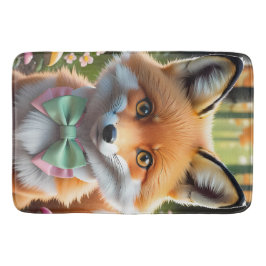 Tapete De Banheiro Raposa-branca com arco verde e rosa