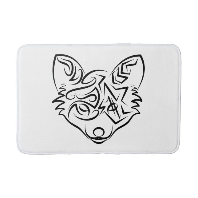 Tapete De Banheiro Raposa Tribal Negra (Frente)