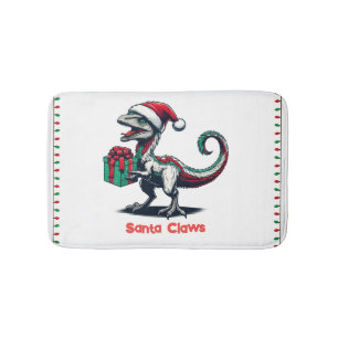 Tapete De Banheiro Raptor de chapéu de Natal