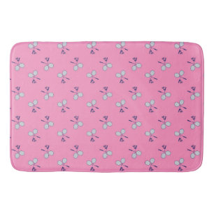 Tapete De Banheiro Raquete de Badminton Padrão Rosa