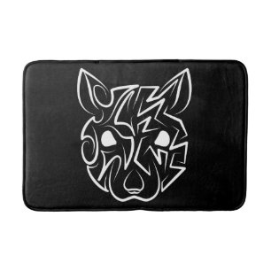 Tapete De Banheiro Rato Tribal Negro e Branco