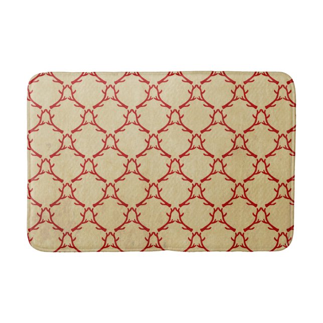 Tapete De Banheiro Red and Beige Woodland Antler Bath Mat (Frente)