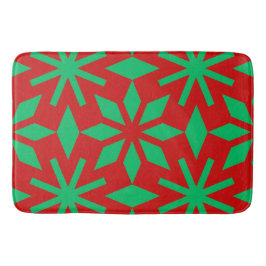Tapete De Banheiro Red and Green Christmas Snowflakes Pattern