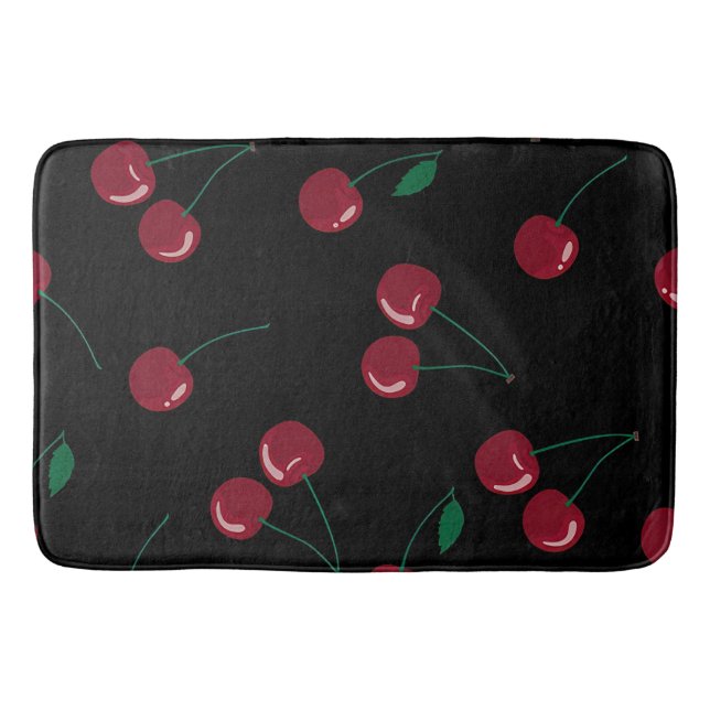 Tapete De Banheiro Red Cherry Black Bath Mat (Frente)