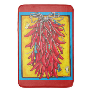 Tapete De Banheiro Red Chili Pepper Ristra Lizard Bath Mat