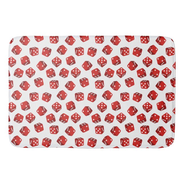 Tapete De Banheiro Red Dice Pattern Casino Craps Game (Frente)
