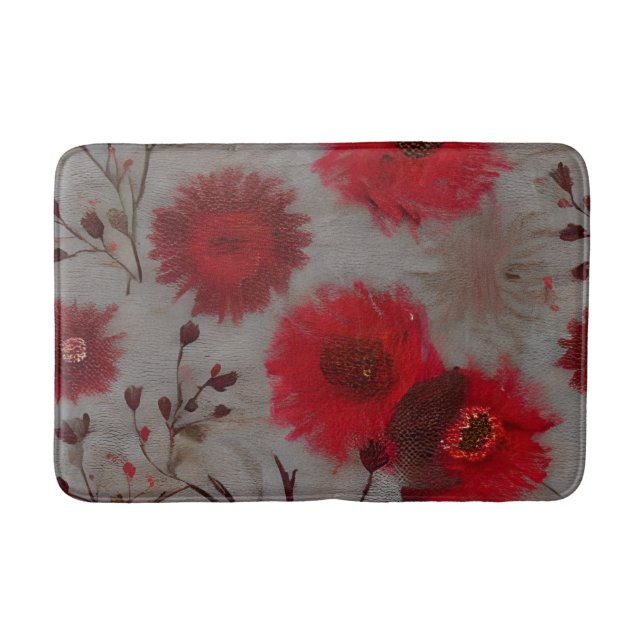 Tapete De Banheiro Red Floral (Frente)