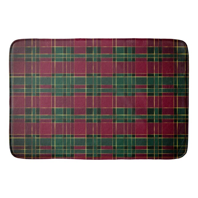 Tapete De Banheiro Red & Green Tartan no Natal e Folha de Ouro (Frente)