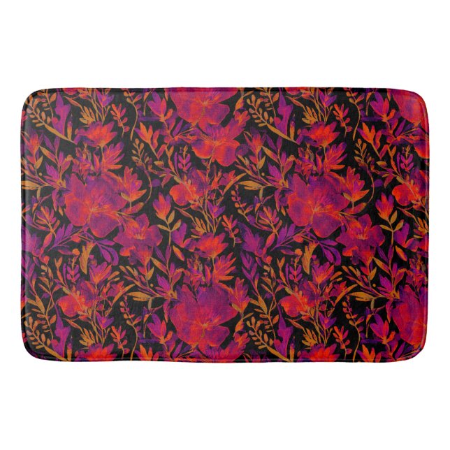 Tapete De Banheiro Red hot floral pattern (Frente)