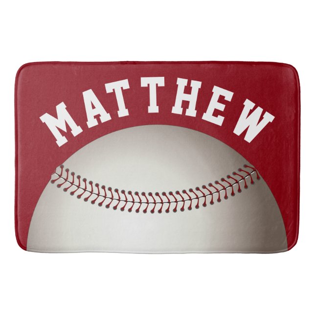 Tapete De Banheiro Red Personated Sports Baseball Design (Frente)