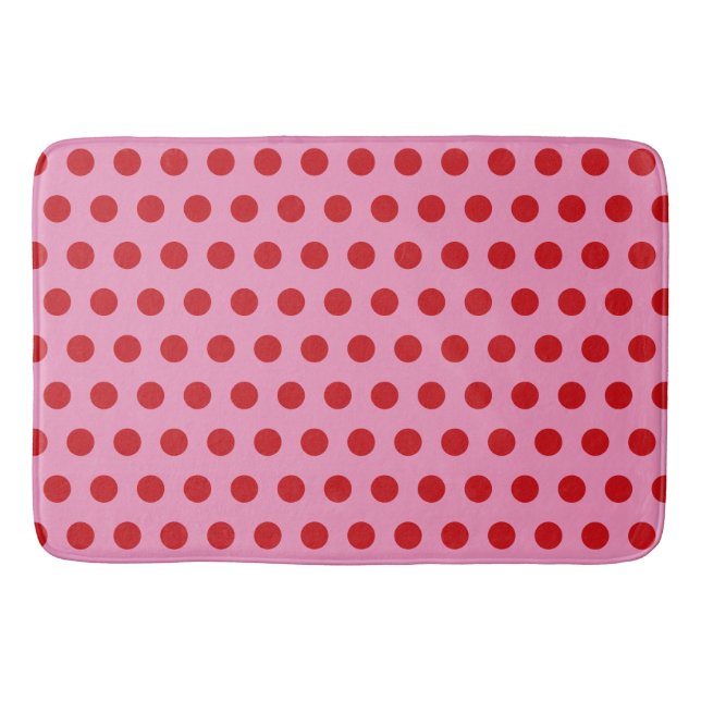 Tapete De Banheiro Red Polka Dots on Pink (Frente)