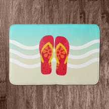 Red Summer Beach Chinelos Bath Mat