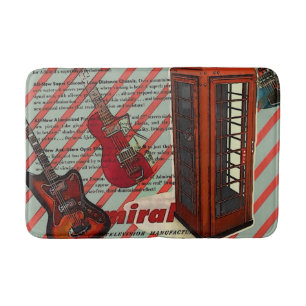 Tapete De Banheiro Red Telephone Banda Rock n Roll Electric Guitar