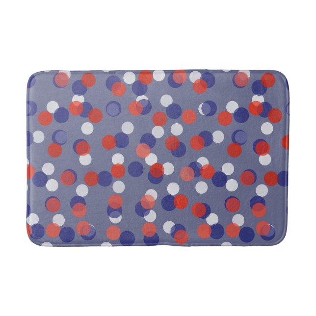 Tapete De Banheiro red, white and blue polka dots (Frente)