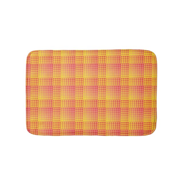 Tapete De Banheiro Red Yellow Checker Abstract Pattern (frente)