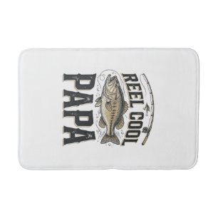 Tapete De Banheiro Reel Cool Papa Design de Vetor de Pesca Vintage_1