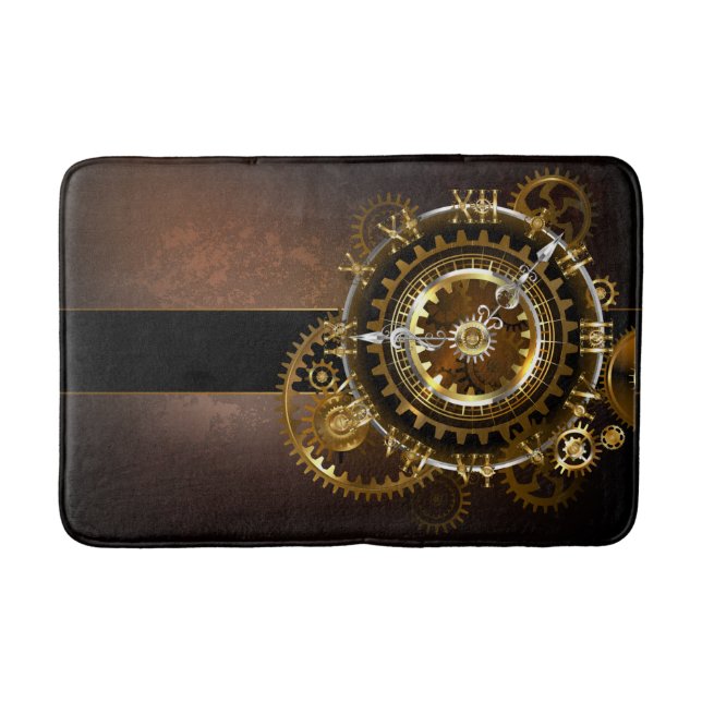 Tapete De Banheiro Relógio steampunk com engrenagens antigas (Frente)