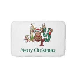 Tapete De Banheiro Rena de Natal Personalizada Alegria Diversão Féria
