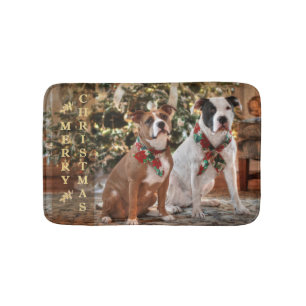 Tapete De Banheiro Resgate de Natal de Pitbull e Cachorro Bull Americ