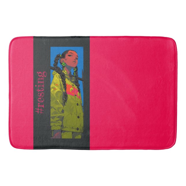 Tapete De Banheiro #resting Vibes, Fúchsia, (Frente)