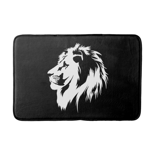 Tapete De Banheiro Retrato de leão (branco) (Frente)