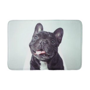 Tapete De Banheiro Retrato de um Bulldog Francês Feliz