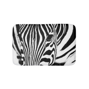 Tapete De Banheiro Retrato zebra preto e branco