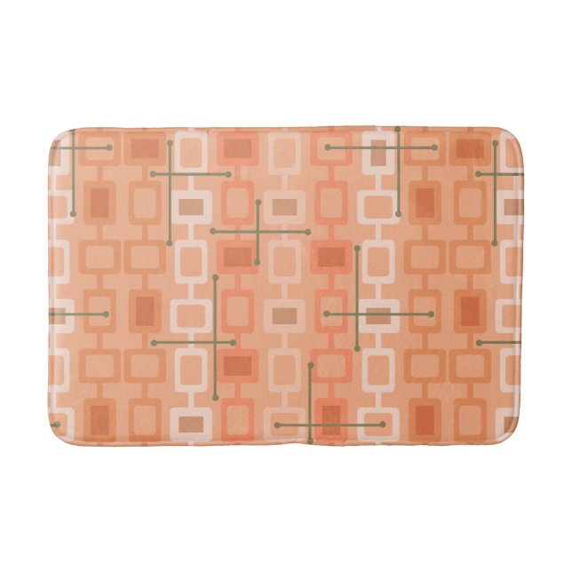 Tapete De Banheiro Retro 1950s Geometric Pattern Orange (Frente)