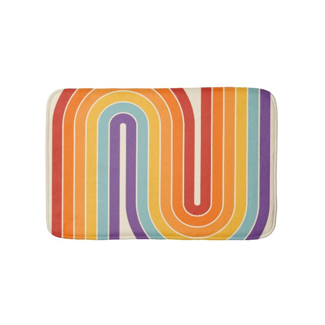 Tapete De Banheiro Retro 1970s Style Arched Stripes Geometric Pattern (frente)