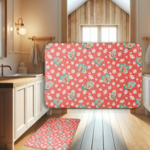 Tapete De Banheiro RETRO 70s Hippy Daisy Mod Butterfly Salmão rosa