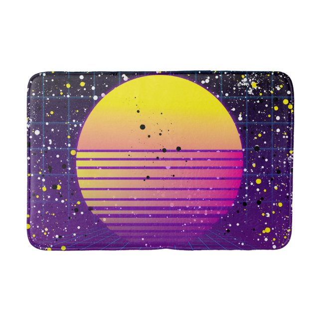Tapete De Banheiro Retro 80's Roxo Sol Amarelo (Frente)