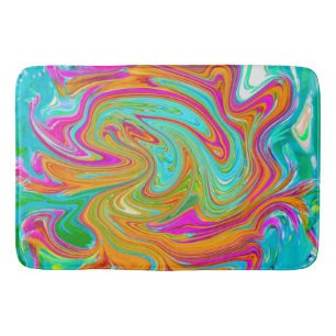 Tapete De Banheiro Retro Abstrato de Grãos Azuis, Laranja e Rosa Que