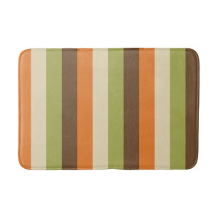 Tapete De Banheiro Retro anos 70 Stripes Verde, Laranja, Castanho, Cr